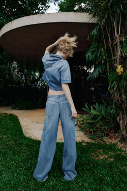 ZARA ДЖИНСЫ Z1975 WIDE LEG С ВЫСОКОЙ ПОСАДКОЙ, ВЫЦВЕТШИЙ СИНИЙ