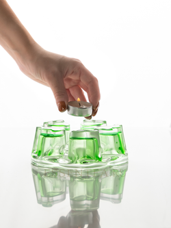 Подставка-нагреватель "Зелёные сердца" для чайника из термостойкого стекла