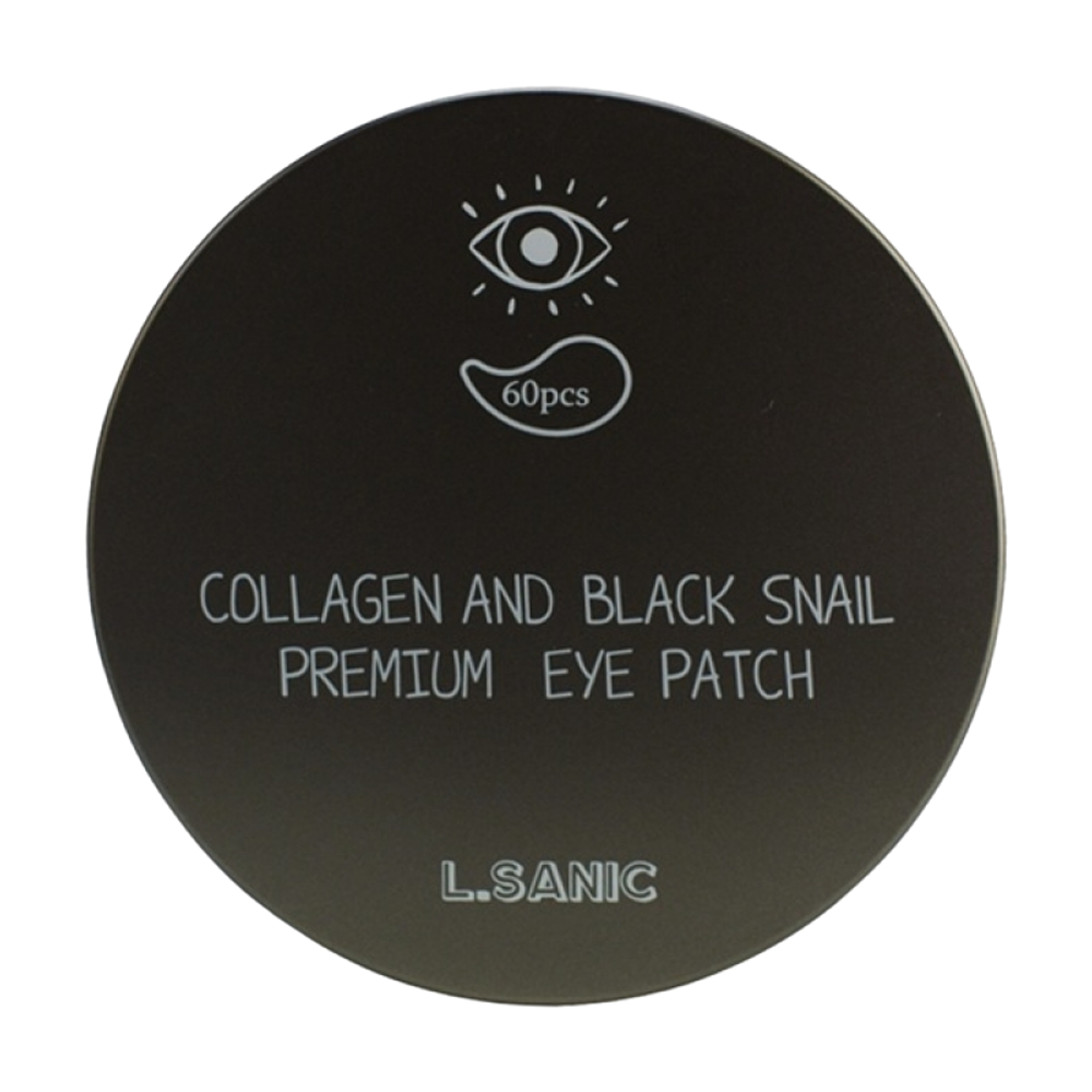 Lsanic Collagen and Black Snail Premium Eye Patch, гидрогелевые патчи для глаз с коллагеном и муцином черной улитки, 60 шт