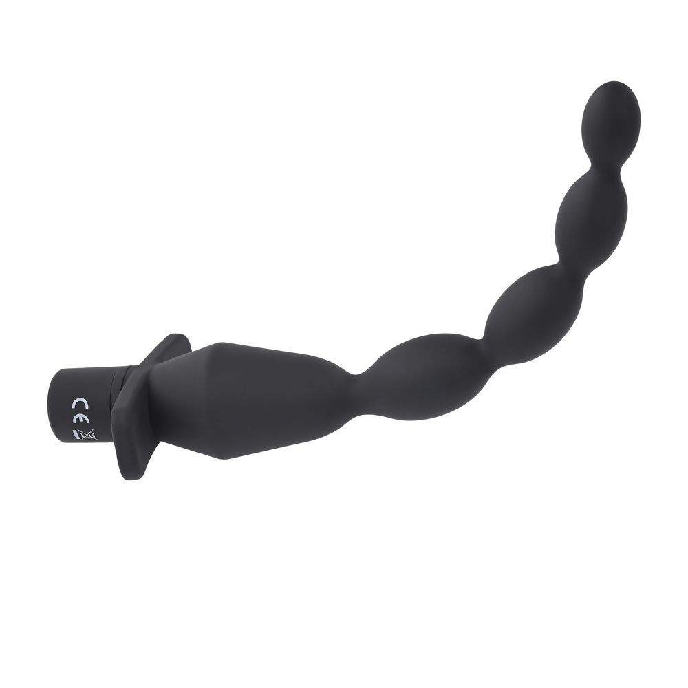 Черная анальная елочка с вибрацией Vibrating Butt Beads - 22 см.