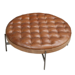 Круглый журнальный столик 2147 из темно-коричневой кожи