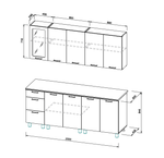 Кухонный гарнитур "Вектор" 2,0м (Лайт) Белый/Бланж/Графит/Антарес