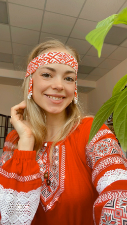 Очелье из бисера (красное)