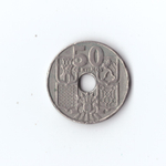 Испания. 50 сентим 1949 г. Якорь. XF