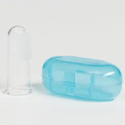 Детская зубная щетка, прорезыватель - массажер на палец, силиконовая, в контейнере, на палец от 3 мес.