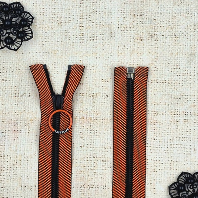 Молния спираль, Т5, L 77 см, чёрный с оранжевым