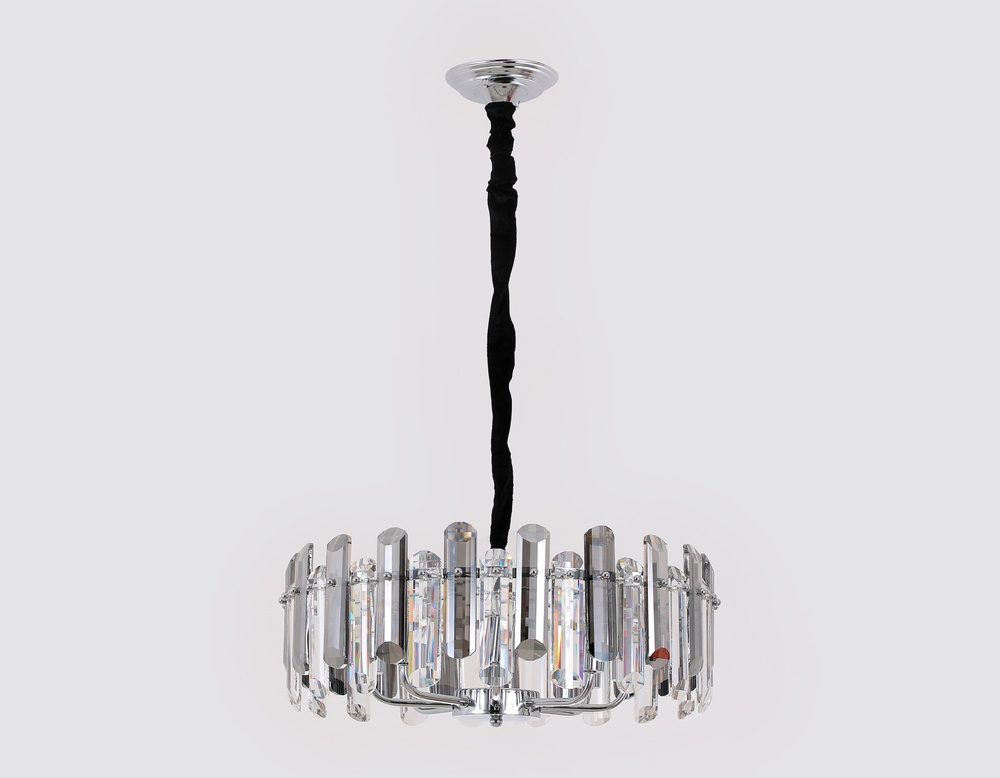 Подвесная хрустальная люстра TR5303/8 CH/SM хром/дымчатый E14/8 max 40W D500*615