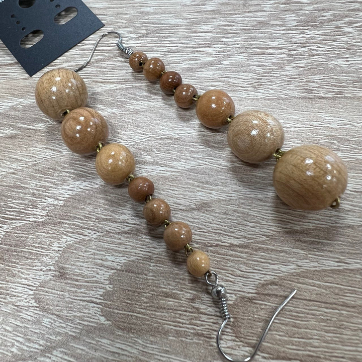 Серьги Страсть, дерево, цвет коричневый, 16x70 мм