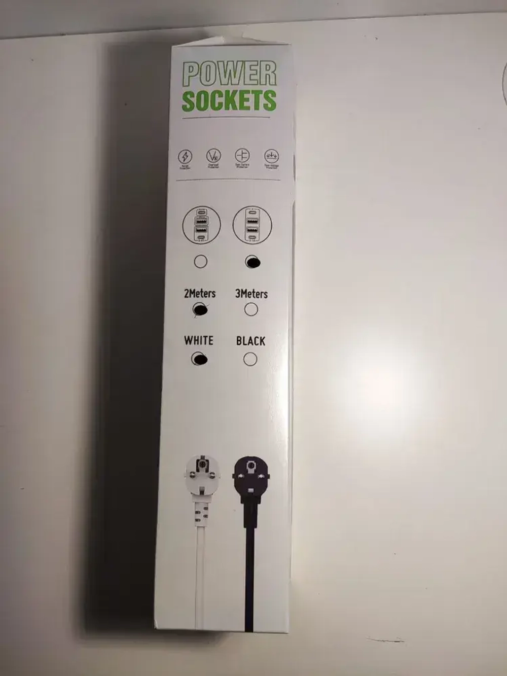 Сетевой фильтр с предохранителем с USB/TYPE-C, 5 розеток, 3,25кВт, провод 2м с заземлением