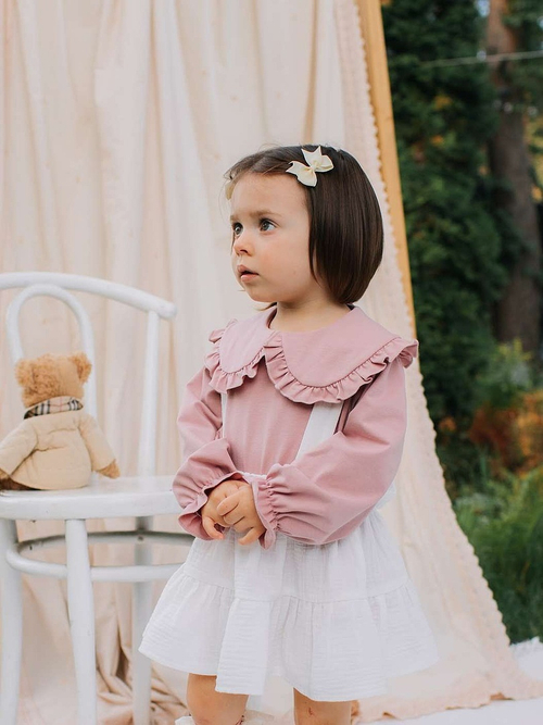 Блузка с воротником, Пудровый