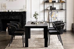 "Венето" обеденная группа на 4 персоны со стульями "Милан", каркас темно-серый, роуп темно-серый