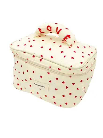 COSMETIC BAG - КОСМЕТИЧКА ТКАНЕВАЯ "LOVE" В КРАСНОЙ ГАММЕ