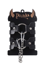 Черные кожаные наручники-браслеты из двух ремешков