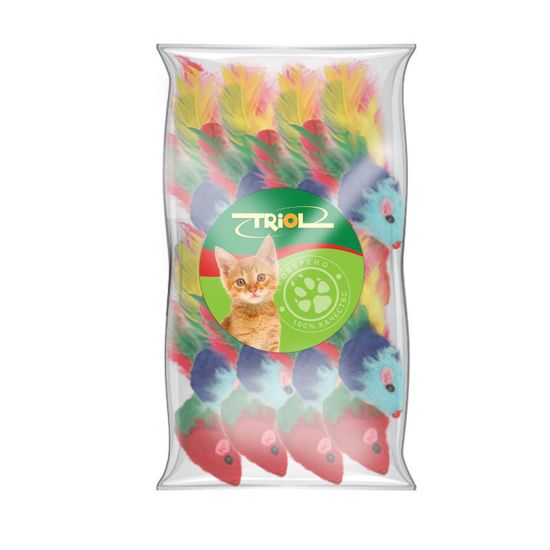 Triol Игрушка для кошек "Мышь цветная", 70-75мм, по штучно
