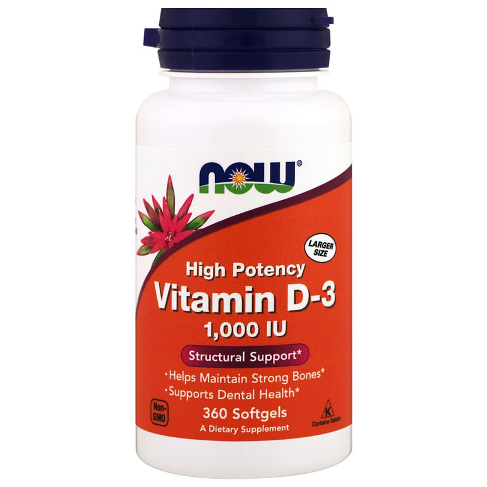 NOW Vitamin D3-1000 IU (360 капс.) [M]