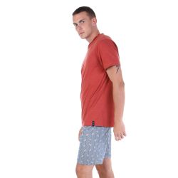 Мужская пижама красная с синими шортами в полоску Tom Tailor 71075/5609 625