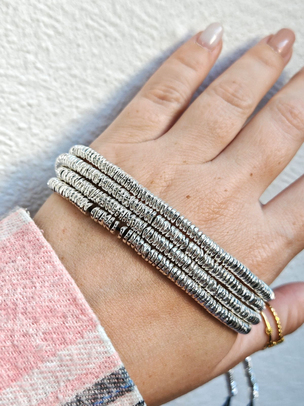 гвол42-сс Гематит волна 4*2мм, светлое серебро, нить 19см