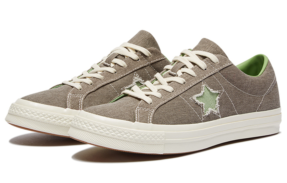 Converse one star Vintage anti-skid wear low panel shoes with same grey green