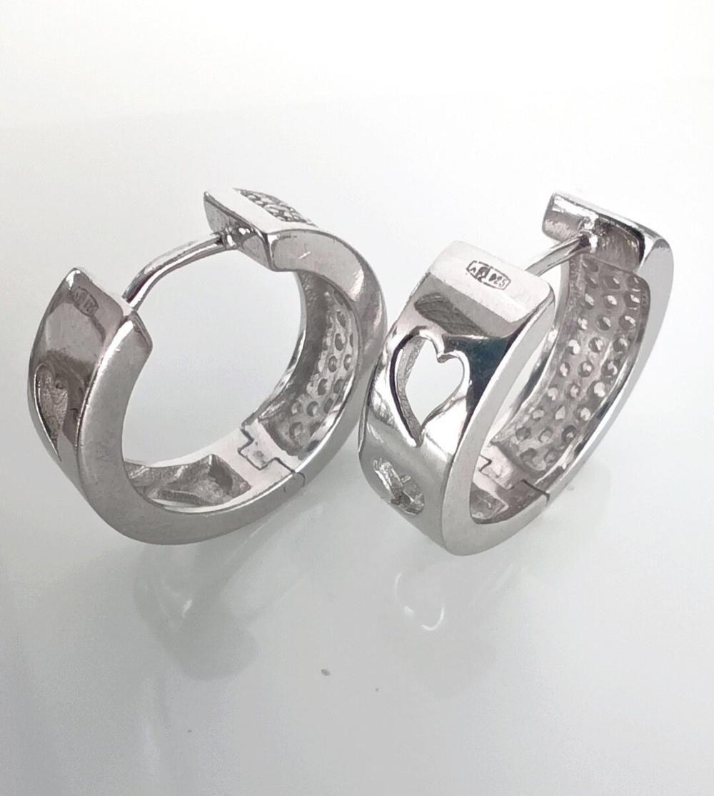 Серьги "Эстерелла", серебро 925*, двусторонние, родированные, с фианитами/Ф