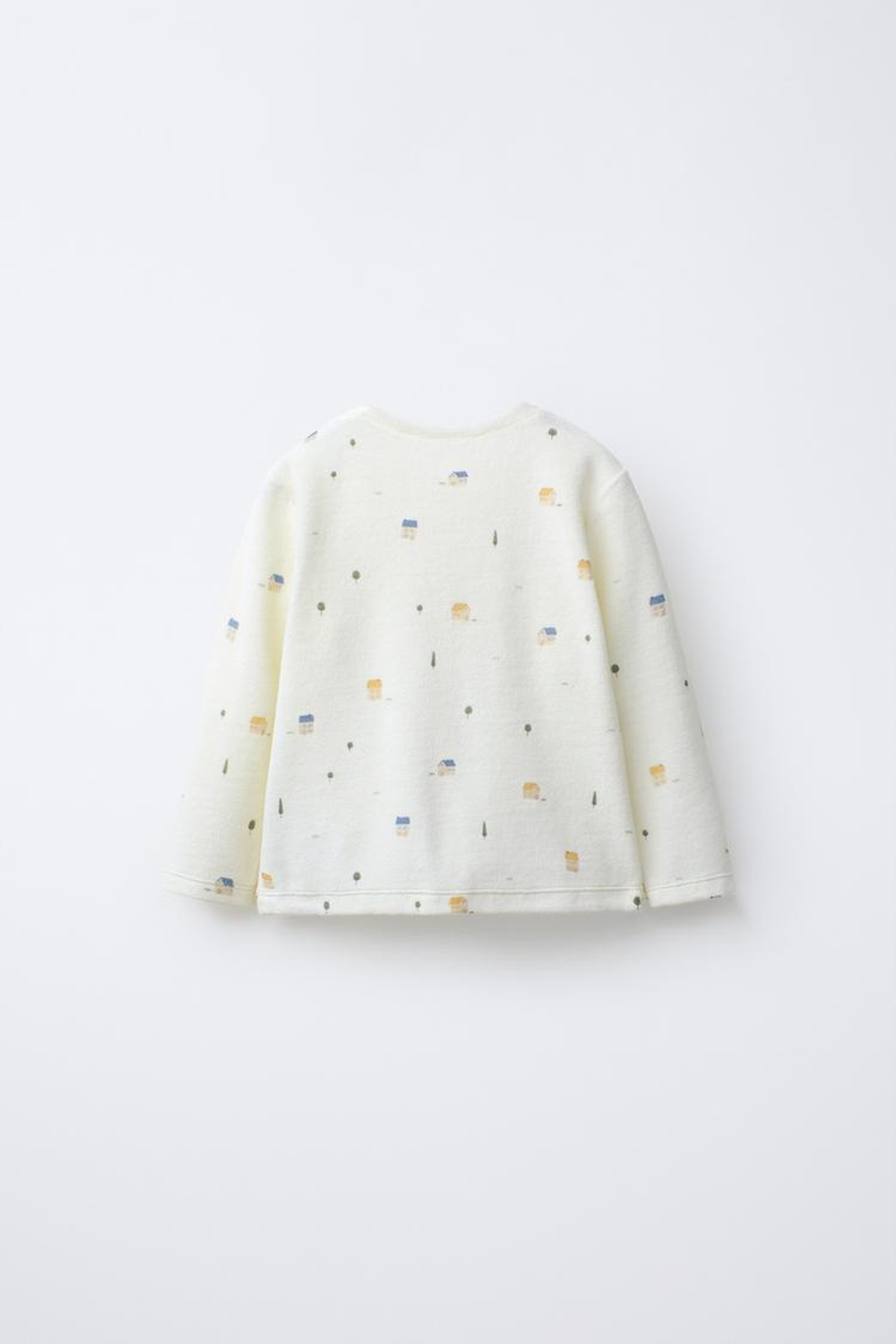 ZARA ВЕЛЮРОВАЯ ПИЖАМА С ПРИНТОМ «ДОМИКИ», ЭКРЮ