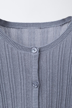 ZARA КАРДИГАН В РУБЧИК , СЕРО-СИНИЙ