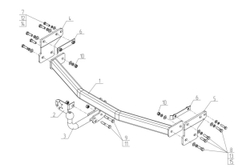 Фаркоп для Hyundai Tucson рестайлинг 2018-2021 Тип шара: A. Нагрузки: 1600/100 кг, HY 33
