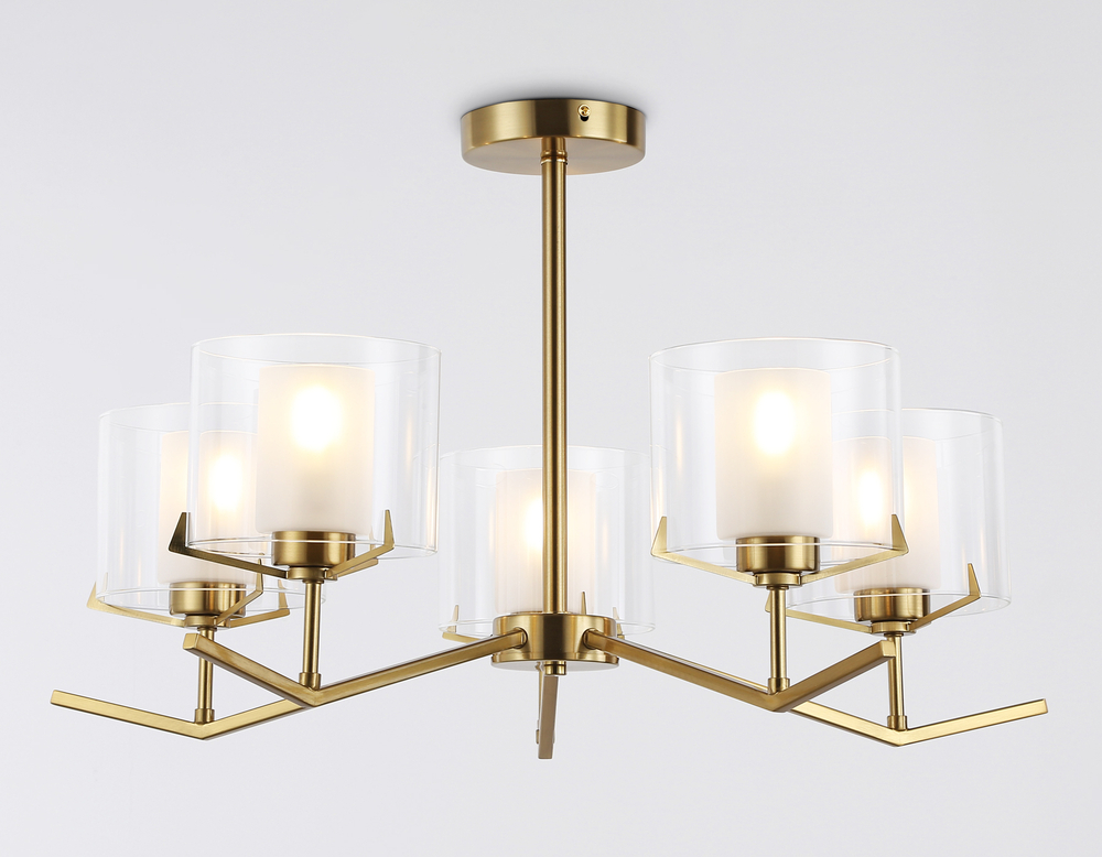 Светильник подвесной LH57007/5 BS/FR латунь/белый матовый E14/5 max 40W D690*390