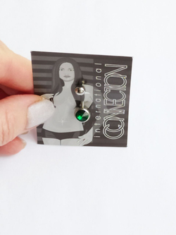 Банан для пупка, 1,6 х 10 мм, с камнем-конусом, зеленый