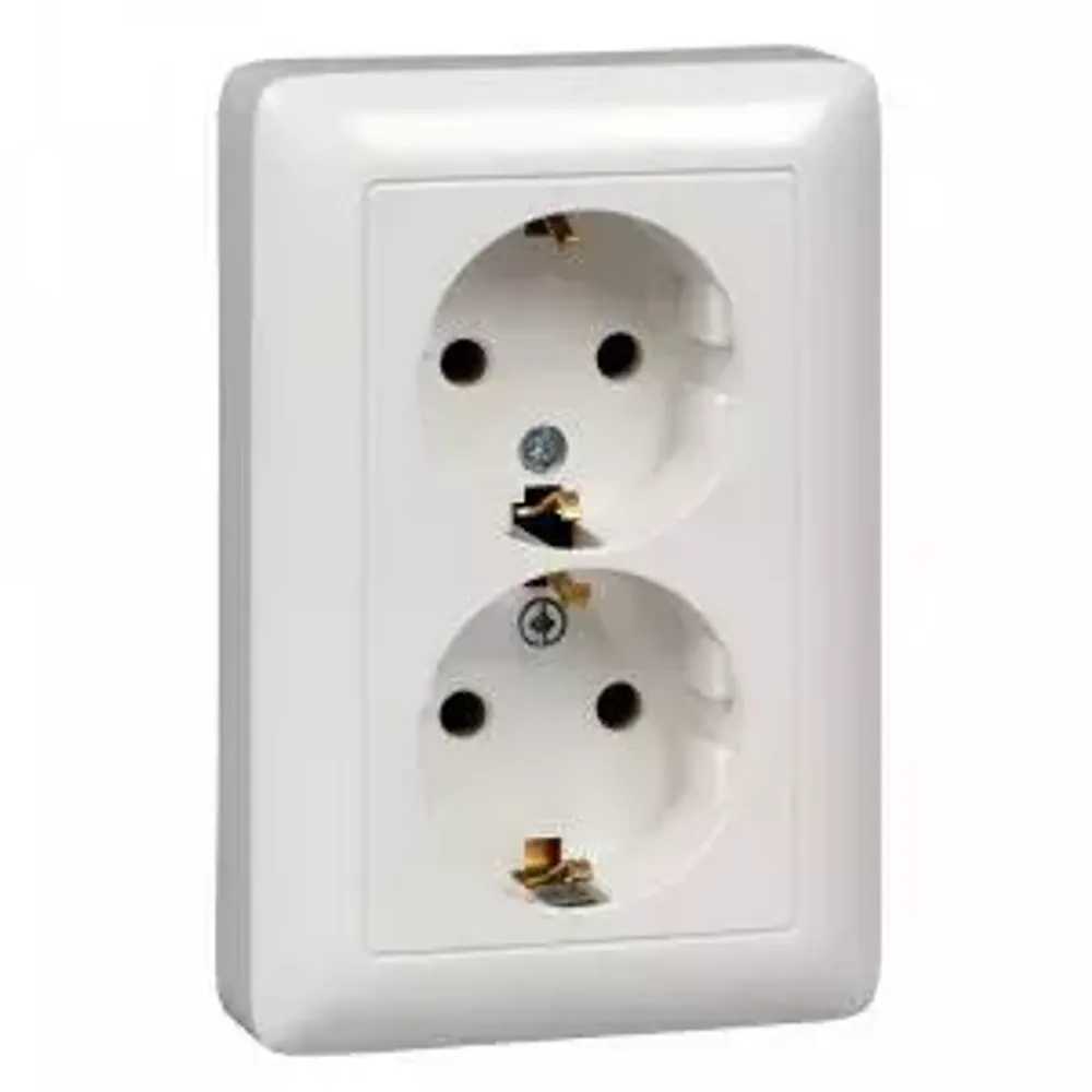 Schneider Electric Хит Белый Розетка 2-местная с зазем.контактами без шторок 16А 250В, IP20 скрытая установка (аналог- RS16-232-B)