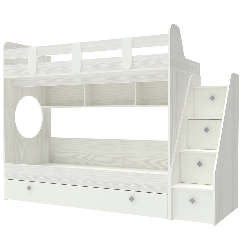 Кровать двухъярусная КарИВи Фортуна-3 Белое Дерево Белый