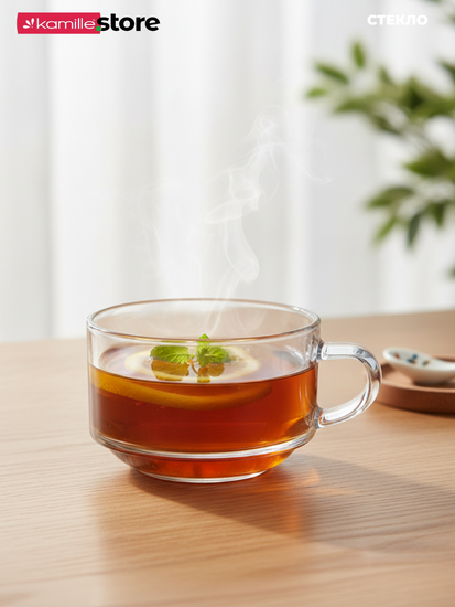 Набор чашек 6 шт. 270 мл., гладкое бесцветное стекло