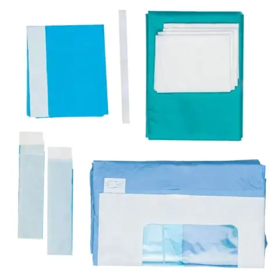 Комплект белья хирургического для лапароскопии абдоминоперинеальной Новисет стерильный (салфетка 4 шт., клейкая лента 1 шт., клейкая лента-держатель 1 шт., простыня с клейким краем 1 шт., покрытие на больного 1 шт., простыня для стола 1 шт.)