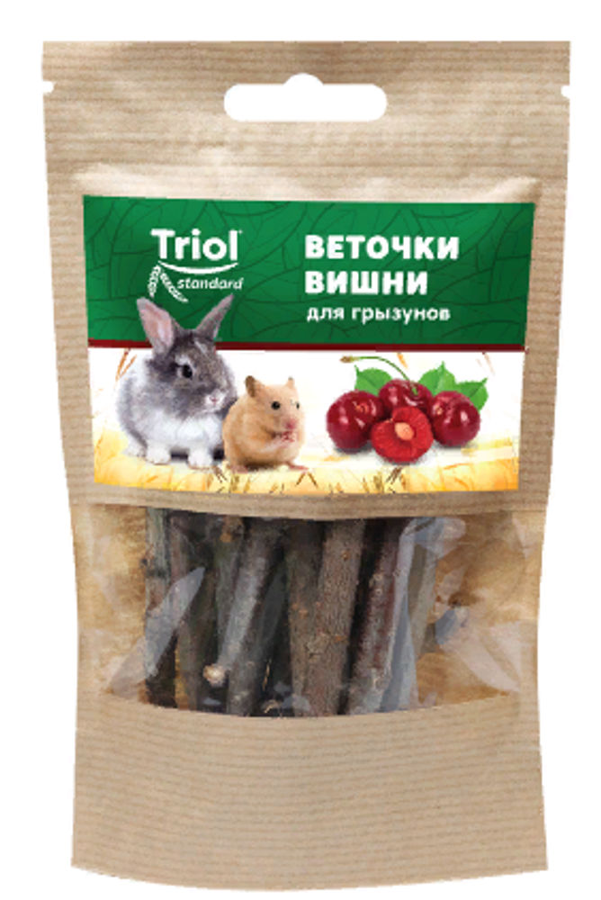 Triol Standard Лакомство веточки вишни для грызунов, 40 г