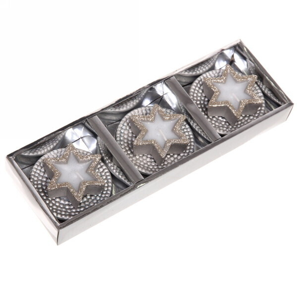 Свечи новогодние «Звездочка» 25*8,5*3 см (набор 3 шт), шампань