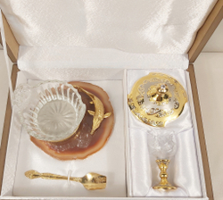 Икорница "Осетринка" с крышечкой на агате с рюмочкой