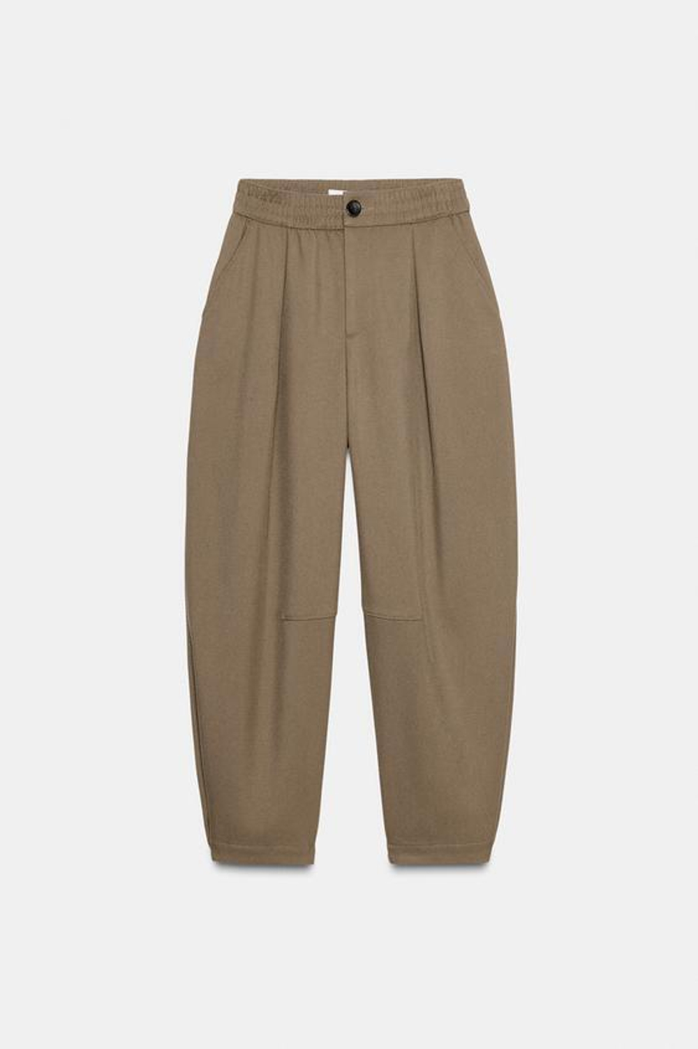 ZARA БРЮКИ CARROT FIT С ЭЛАСТИЧНЫМ ПОЯСОМ, ЦВЕТ ВЕРБЛЮЖЬЕЙ ШЕРСТИ