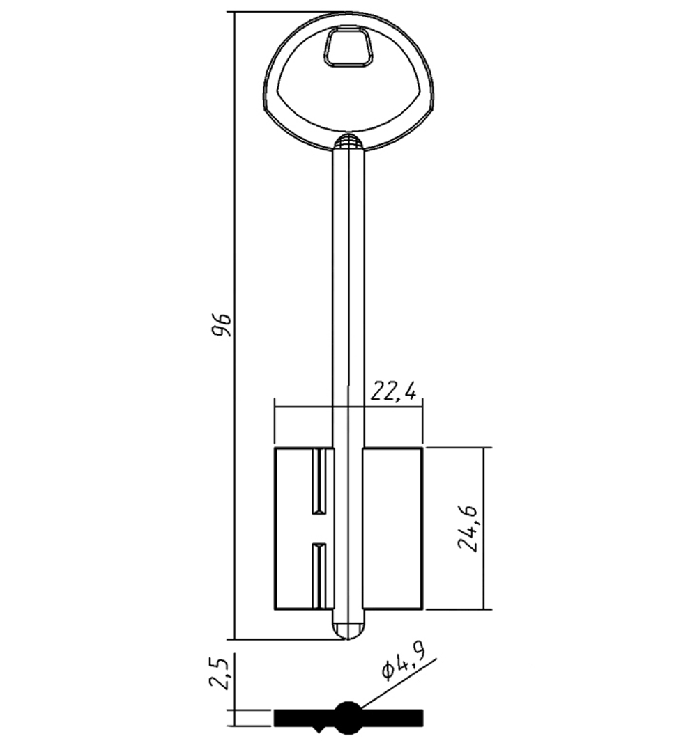 Заготовка сувальдного ключа 13129 GRD3D (желтый)
