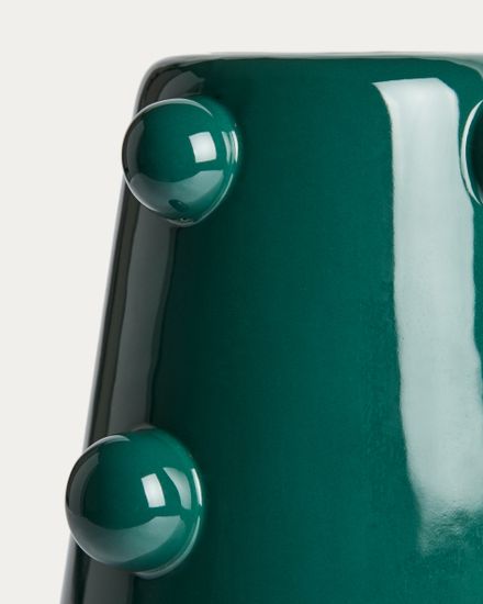 Ваза Odra из темно-зеленой керамики с глянцевой отделкой, 25,5 см