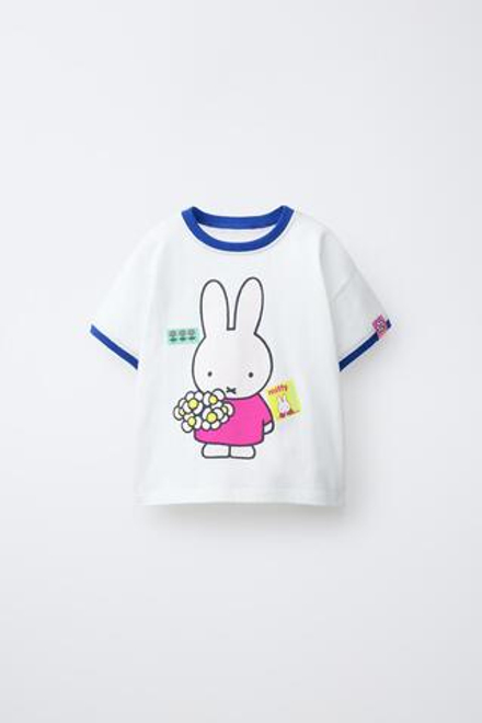 ZARA ФУТБОЛКА С КОНТРАСТНЫМИ ДЕТАЛЯМИ И ПРИНТОМ MIFFY™ MERCIS BV ©, БЕЛЫЙ