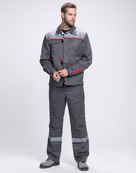 Костюм "Фаворит-1" СОП брюки (т.серый/серый/красный)