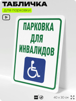 Табличка для парковки "Парковка для инвалидов", для дома, офиса, организаций, 40х30 см, Silver Plane x Айдентика Технолоджи