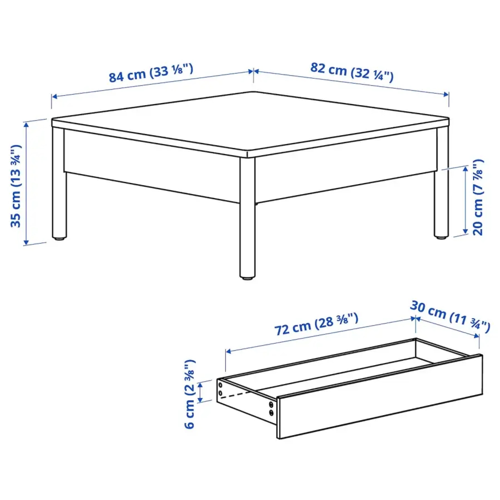 Журнальный стол -TONSTAD  IKEA/ ТОНСТАД ИКЕА, 84х82х35 см, светло-коричневый