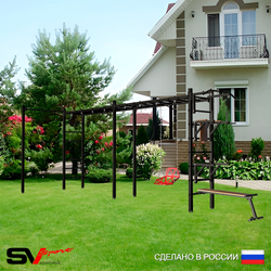 Уличная шведская стенка Sv Sport рукоход х 2 с комплектом турник прямой У54322 (Турник/Брусья/Стойка/Скамья/Со спинкой)