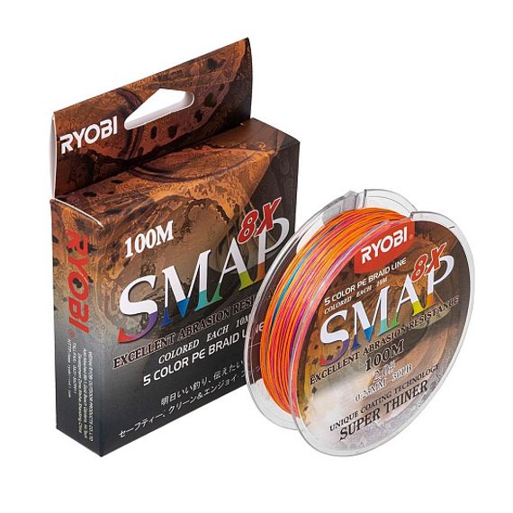 Шнур SMAP PE8X-100M 2.0# Multi Colour 0,235мм Ryobi