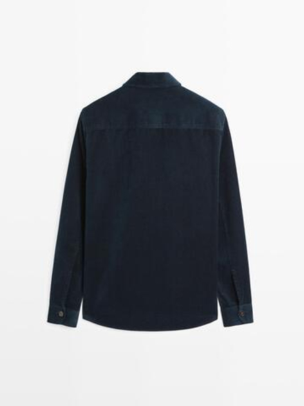 Massimo Dutti Вельветовая куртка-рубашка с карманами, темно-синий