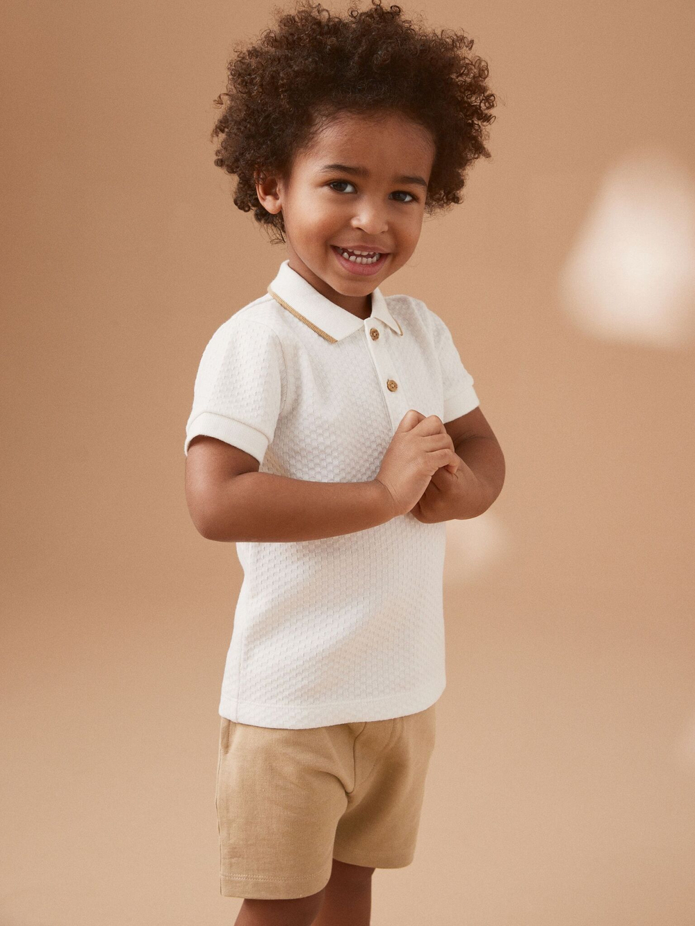 Поло и шорты в комплекте для мальчика Next N33-652, Бежевый, Белый