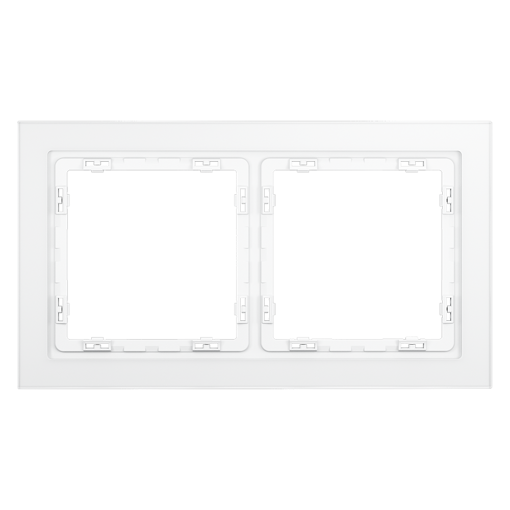 Рамка стеклянная VOLTUM S70 на 2 поста, (белый,матовый,стекло)