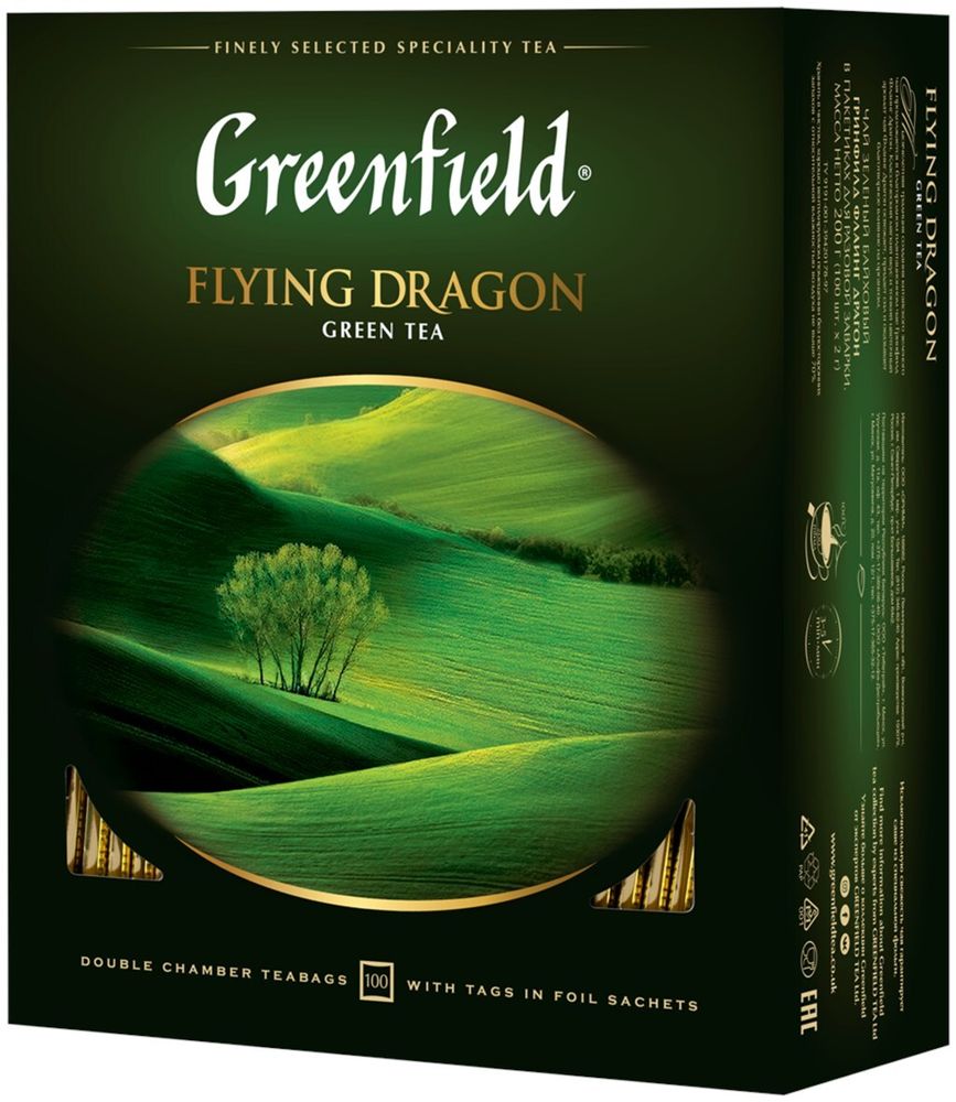 Чай зеленый Greenfield, Flying Dragon, 100 пак