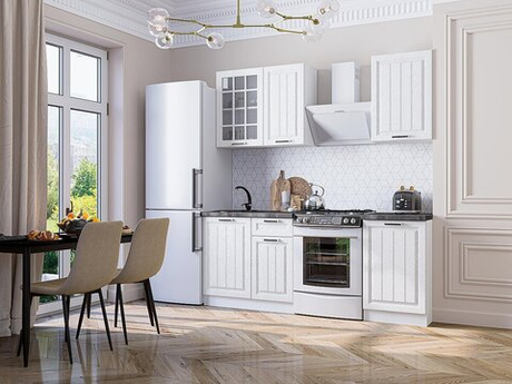Прямая модульная кухня Прага-04 Белое дерево - Белый 2140*1400*600