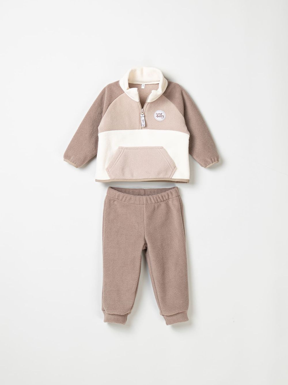 Костюм флисовый Колор блок "Капучино" 0+